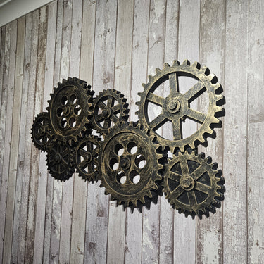 Industrial Wooden Gear Wall Art | Handmade Steampunk Cog Decor