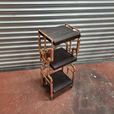 The Manic Steampunk Side Table – Copper Frame Industrial Accent Table table The Little Vintage Lamp Co