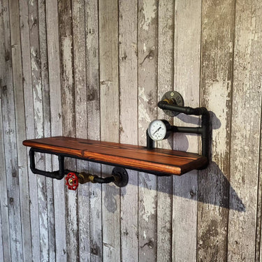 The Mick Industrial Steampunk Single Shelf Unit – Wall Mounted Storage The Little Vintage Lamp Co
