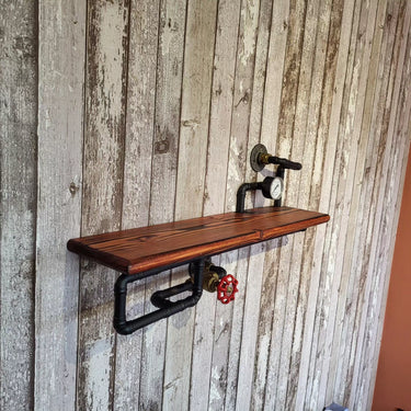 The Mick Industrial Steampunk Single Shelf Unit – Wall Mounted Storage The Little Vintage Lamp Co