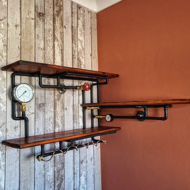 The Tyson Industrial Steampunk Corner Shelving Unit – Wall Mounted Storage Shelving The Little Vintage Lamp Co
