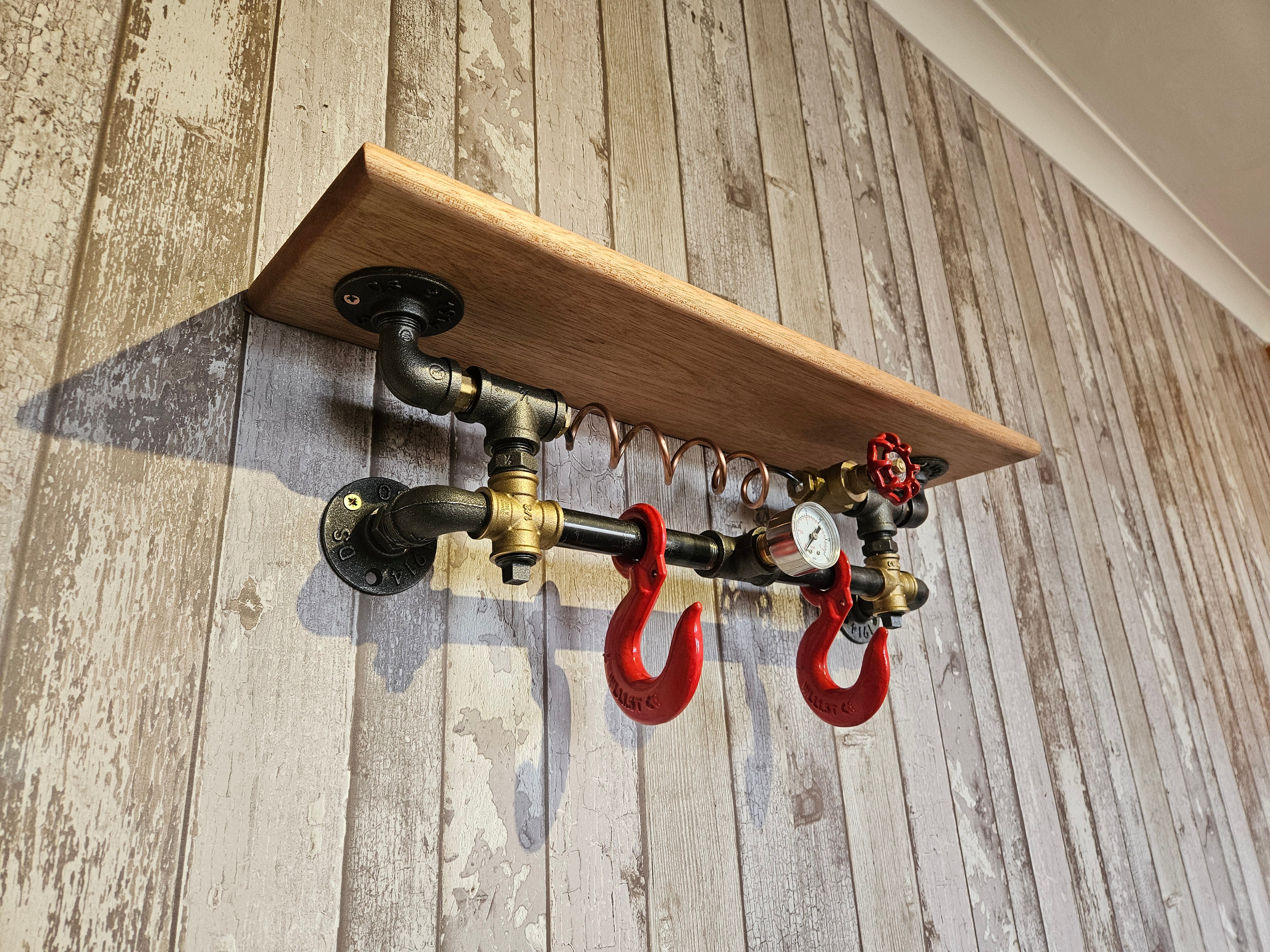 Steam Punk Rear Back Rack The Booth Steampunk Shelving Unit – Single Shelf with Coat Rack – The ...