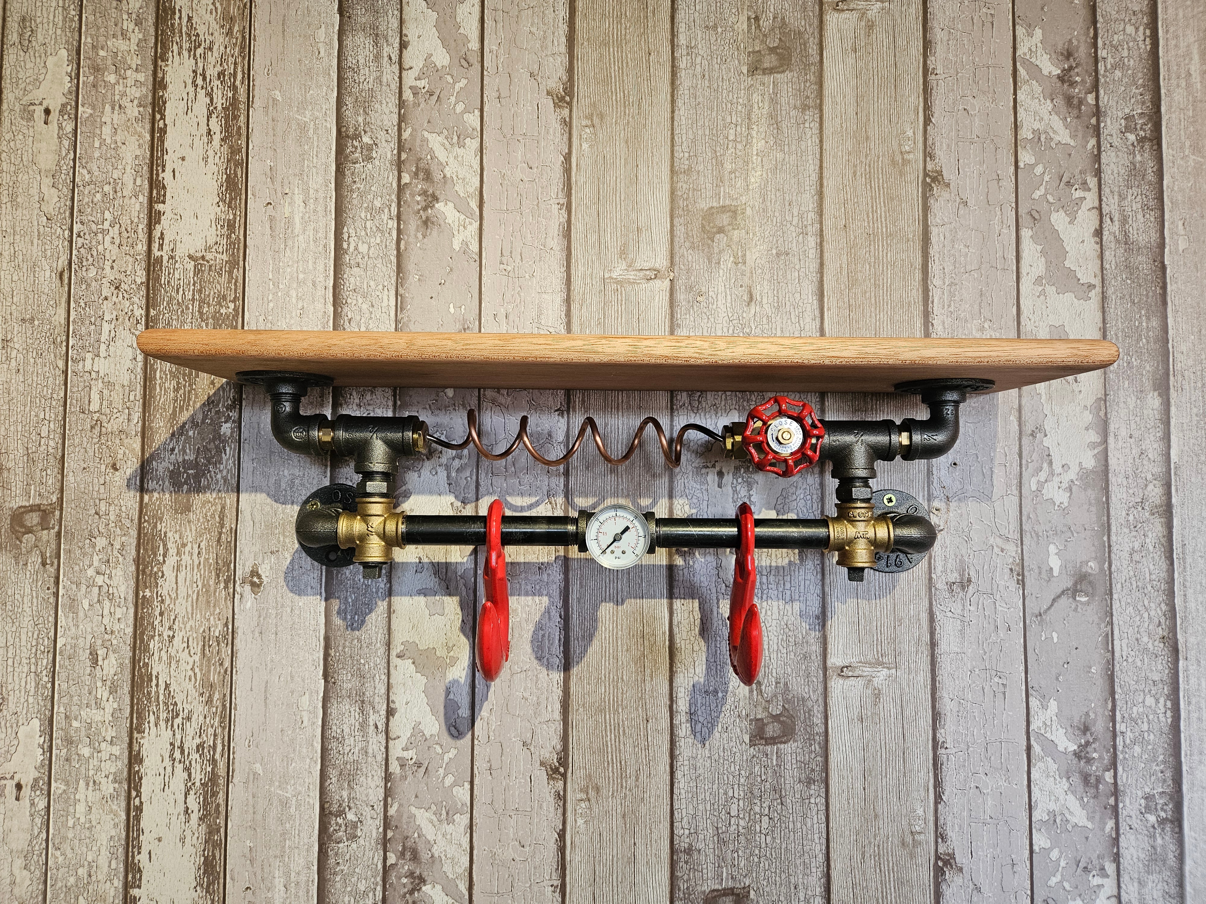 Steam Punk Rear Back Rack The Booth Steampunk Shelving Unit – Single Shelf with Coat Rack – The ...