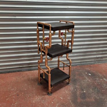 The Manic Steampunk Side Table – Copper Frame Industrial Accent Table table The Little Vintage Lamp Co