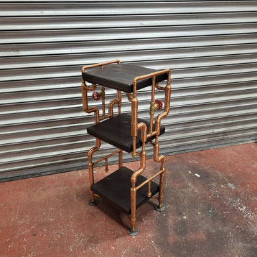 The Manic Steampunk Side Table – Copper Frame Industrial Accent Table table The Little Vintage Lamp Co