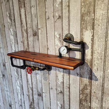 The Mick Industrial Steampunk Single Shelf Unit – Wall Mounted Storage The Little Vintage Lamp Co